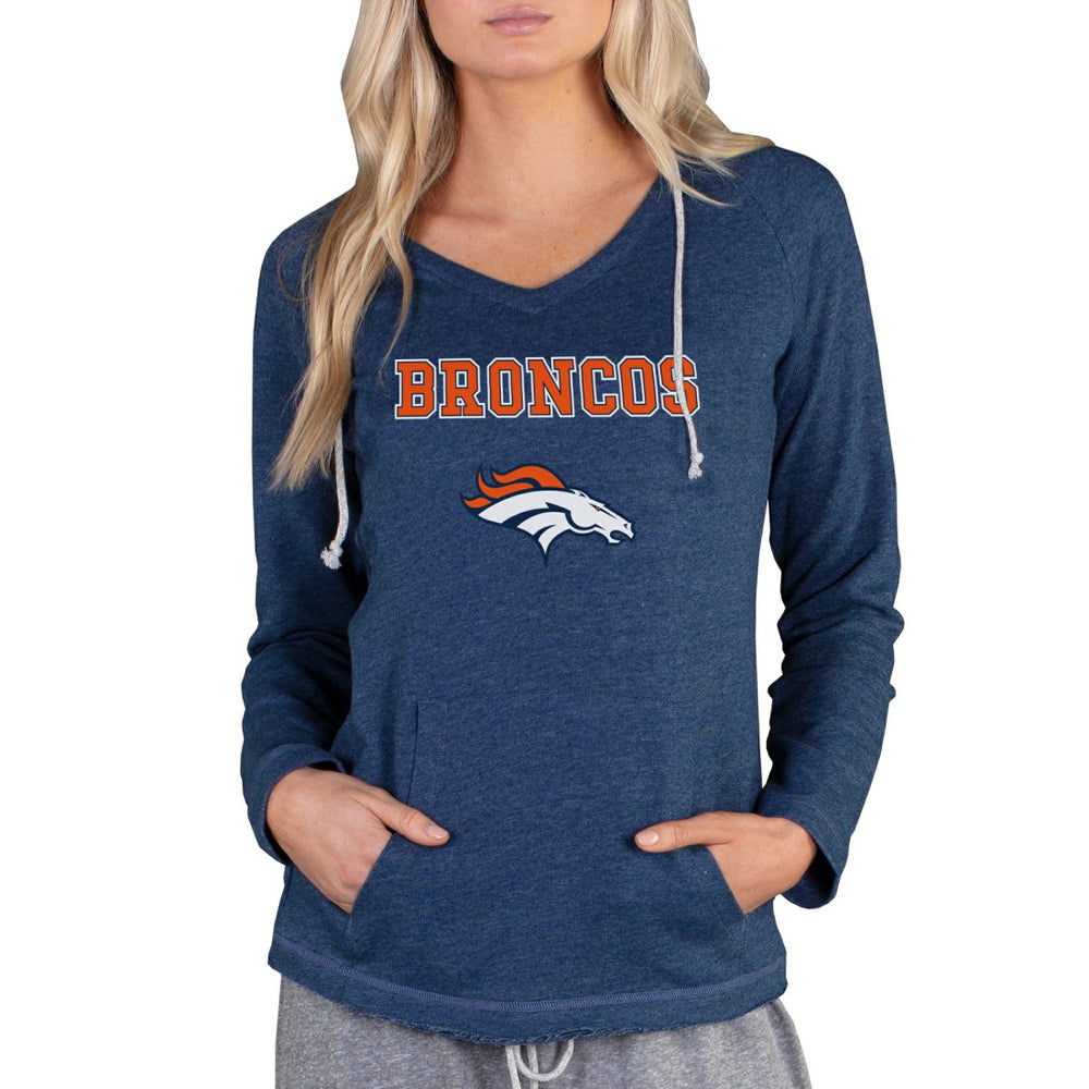 Concepts Sport Women's Mainstream Tri-Blend Raglan Hoodie V-Neck Top - Denver Broncos Hoodies