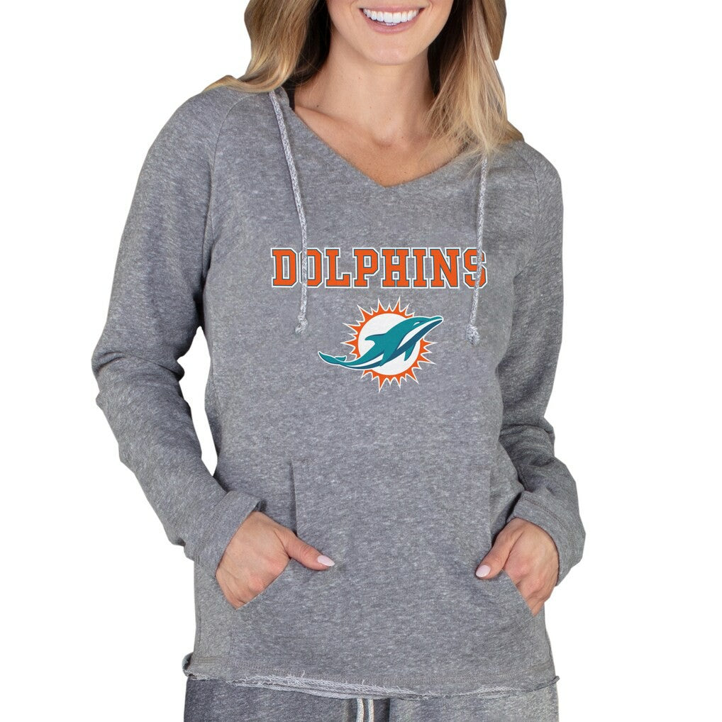 Concepts Sport Women's Mainstream Tri-Blend Raglan Hoodie V-Neck Top - Miami Dolphins Hoodies
