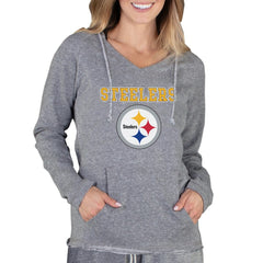 Concepts Sport Women's Mainstream Tri-Blend Raglan Hoodie V-Neck Top - Pittsburgh Steelers Hoodies