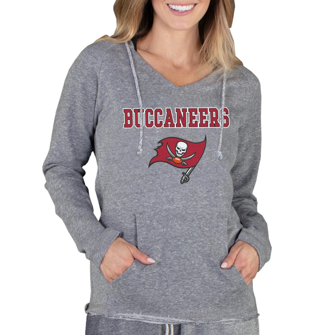Concepts Sport Women's Mainstream Tri-Blend Raglan Hoodie V-Neck Top - Tampa Bay Buccaneers Hoodies