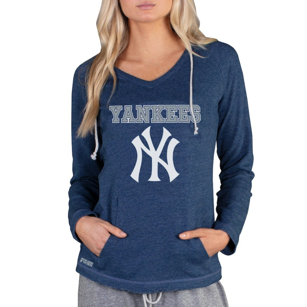 Navy New York Yankees Concepts Sport Women's Mainstream Terry Long Sleeve Hoodie Top