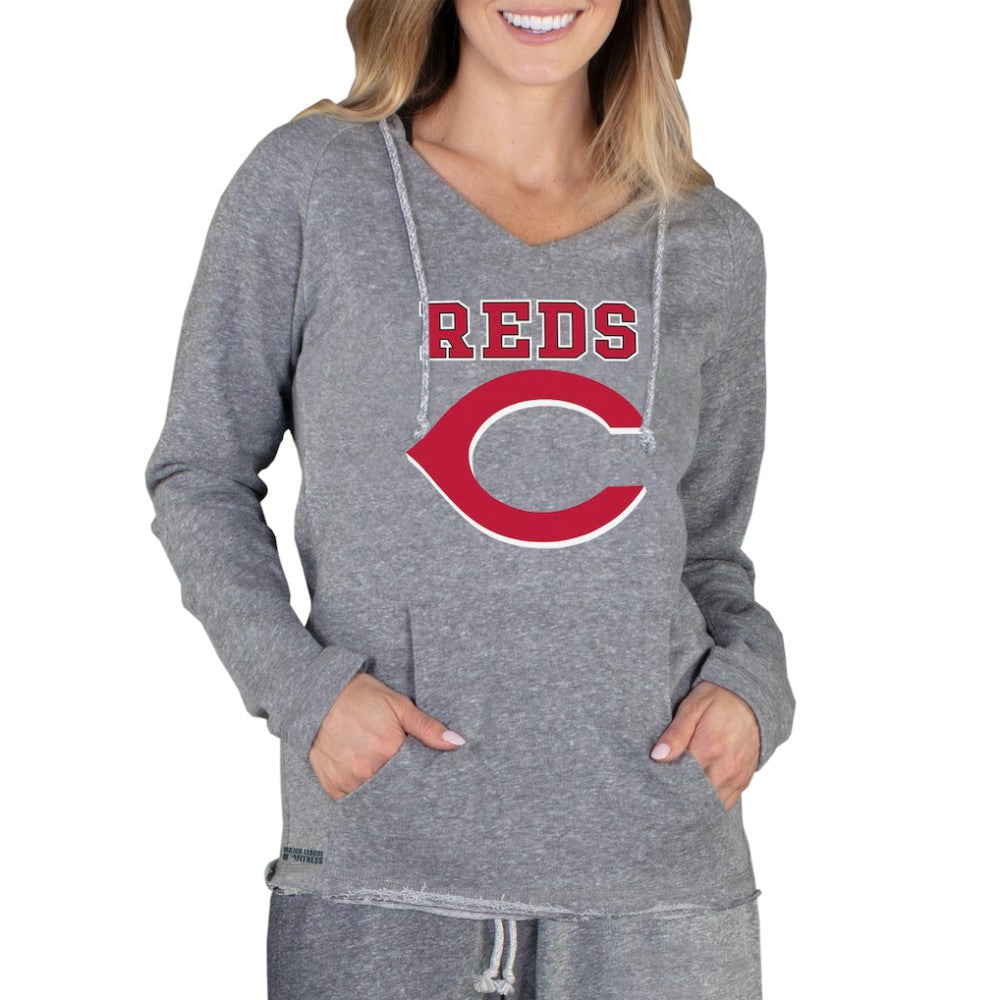 Gray Cincinnati Reds Concepts Sport Women's Mainstream Terry Long Sleeve Hoodie Top
