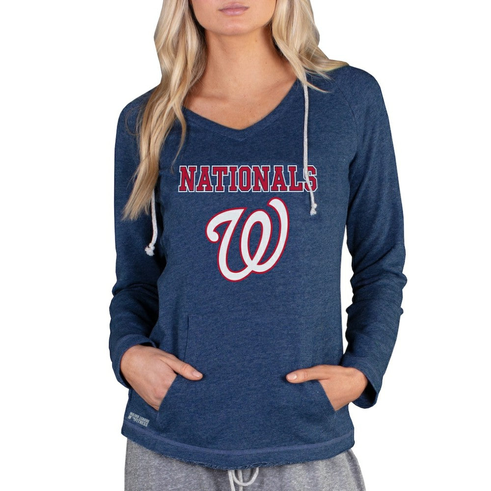 Navy Washington Nationals Concepts Sport Women's Mainstream Terry Long Sleeve Hoodie Top