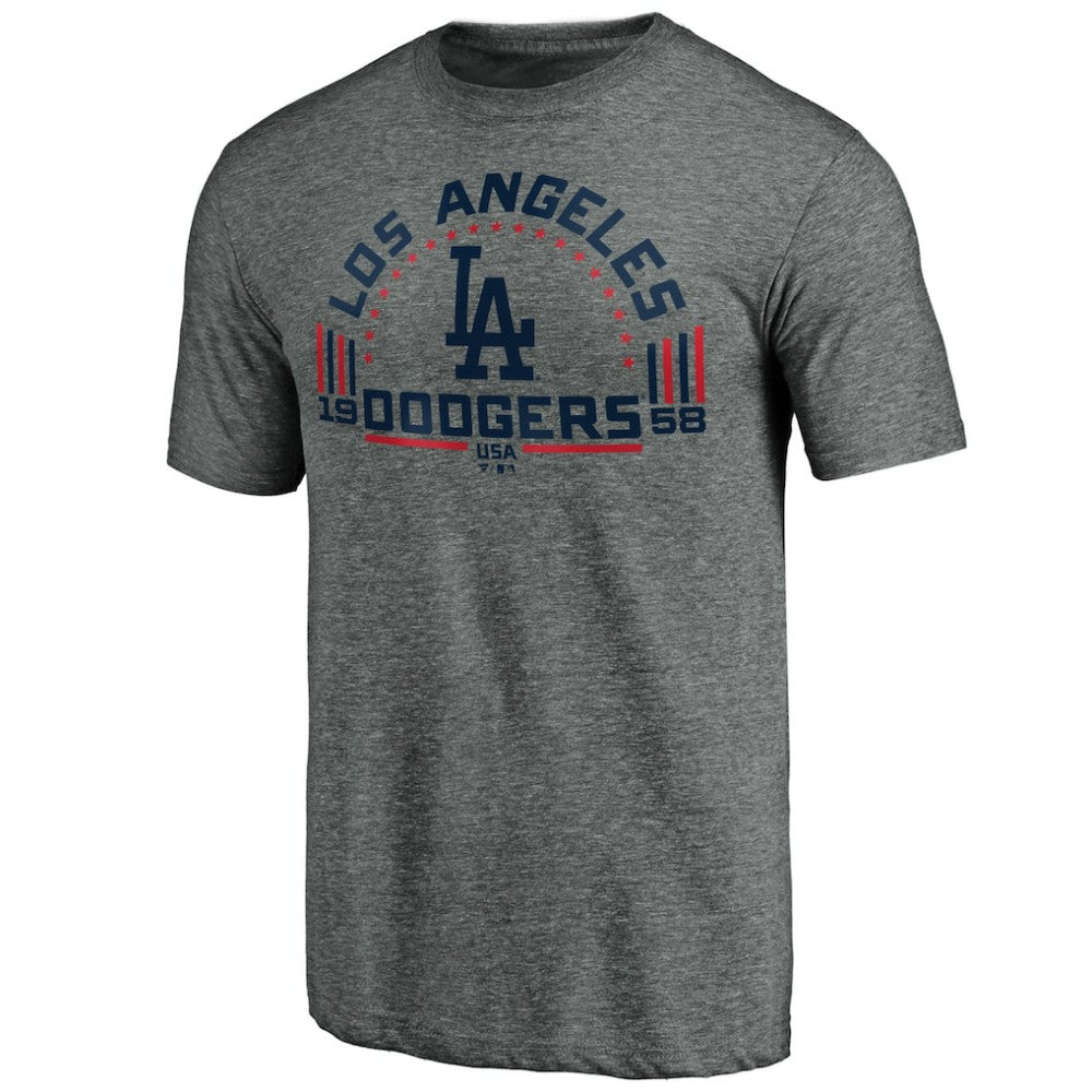 Gray Los Angeles Dodgers Team Freedom Tri-Blend T-Shirt