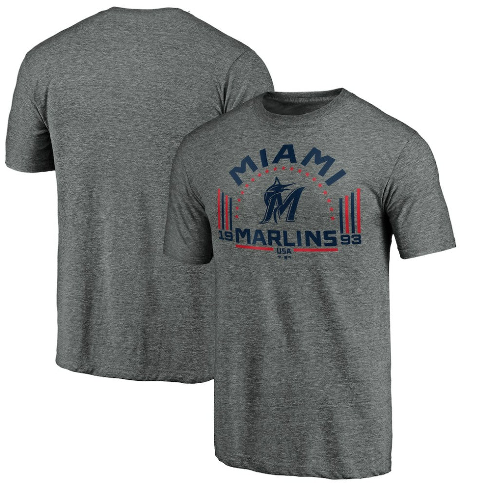 Gray Miami Marlins Team Freedom Tri-Blend T-Shirt