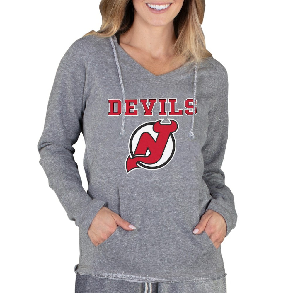 NHL New Jersey Devils Concepts Sport Women's Mainstream Terry Tri-Blend Long Sleeve Hooded Top