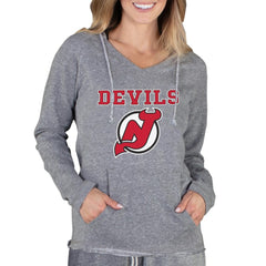 NHL New Jersey Devils Concepts Sport Women's Mainstream Terry Tri-Blend Long Sleeve Hooded Top