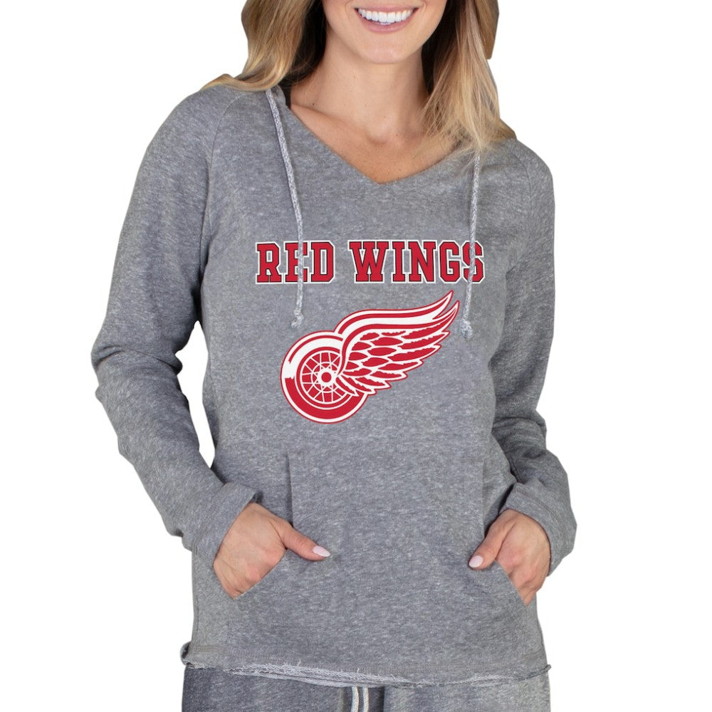 NHL Detroit Red Wings Concepts Sport Women's Mainstream Terry Tri-Blend Long Sleeve Hooded Top
