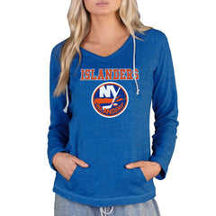 NHL New York Islanders Concepts Sport Women's Mainstream Terry Tri-Blend Long Sleeve Hooded Top