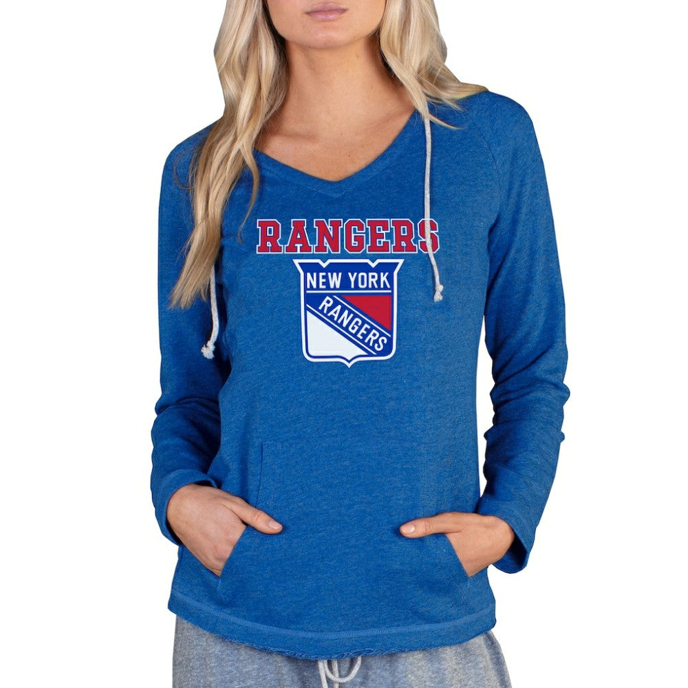 NHL New York Rangers Concepts Sport Women's Mainstream Terry Tri-Blend Long Sleeve Hooded Top