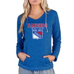 NHL New York Rangers Concepts Sport Women's Mainstream Terry Tri-Blend Long Sleeve Hooded Top
