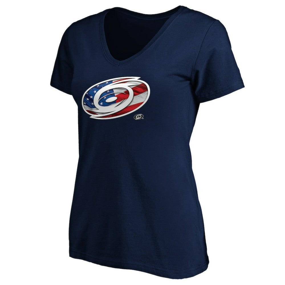 NHL Carolina Hurricanes Women's Banner Wave Logo V-Neck T-Shirt T-Shirt
