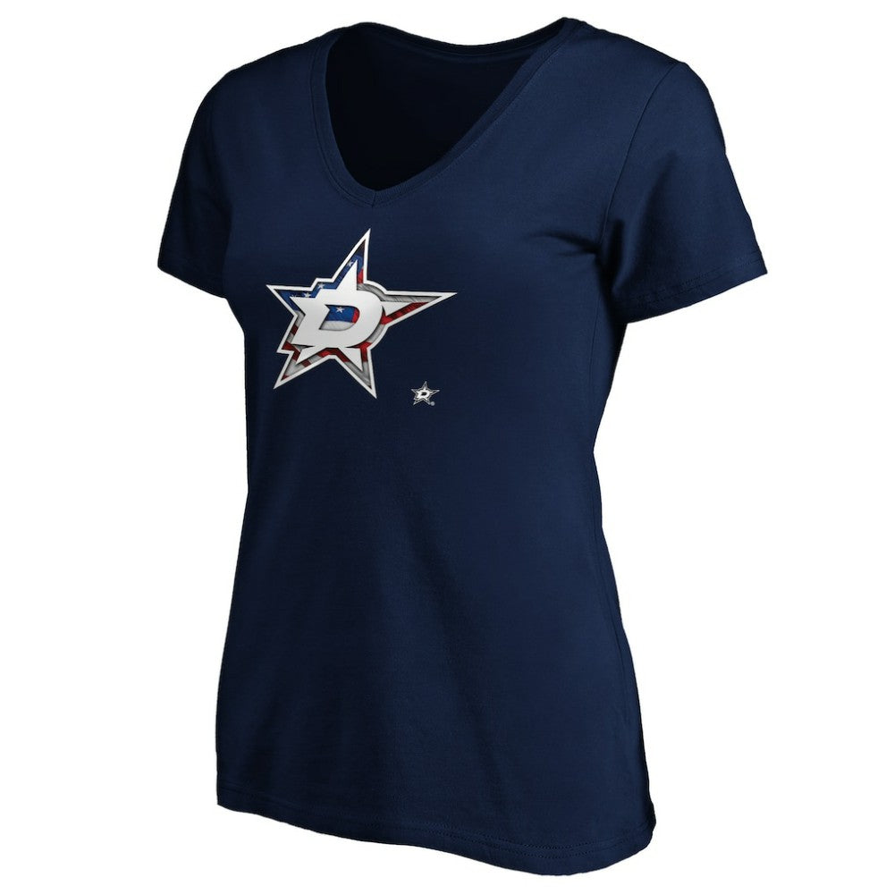 NHL Dallas Stars Women's Banner Wave Logo V-Neck T-Shirt T-Shirt