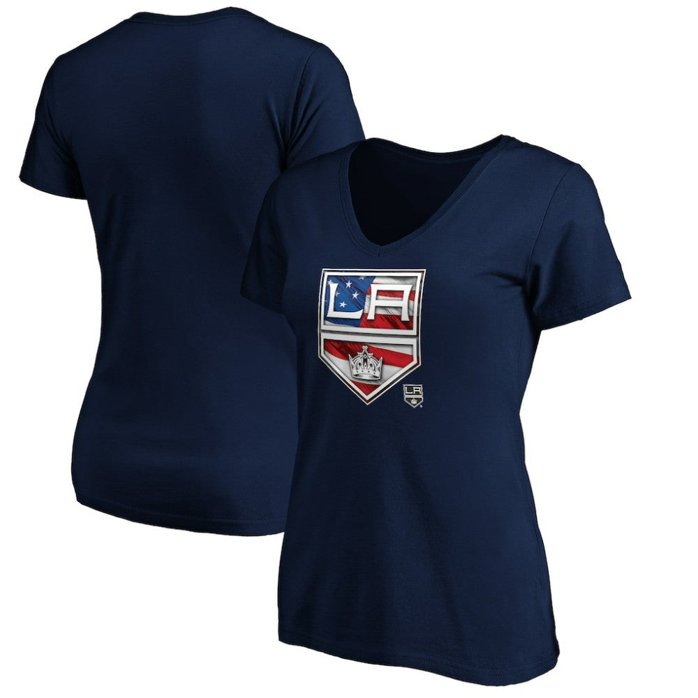 NHL Los Angeles Kings Women's Banner Wave Logo V-Neck T-Shirt T-Shirt