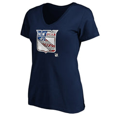 NHL New York Rangers Women's Banner Wave Logo V-Neck T-Shirt T-Shirt