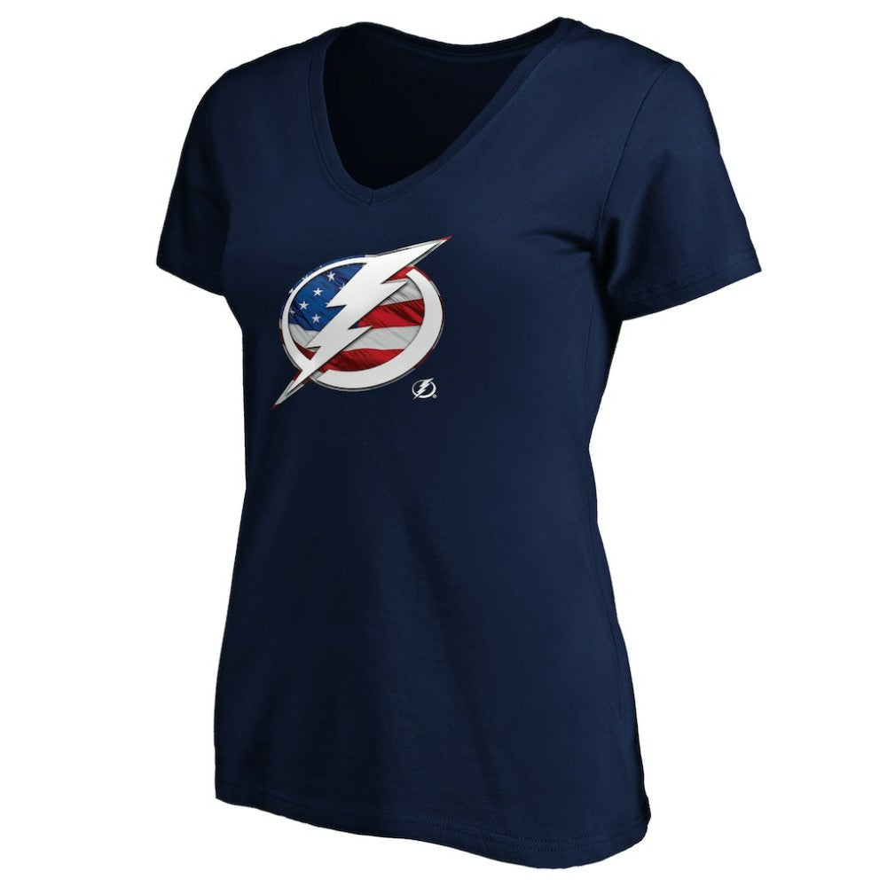 NHL Tampa Bay Lightning Women's Banner Wave Logo V-Neck T-Shirt T-Shirt