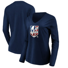NHL Vegas Golden Knights women's Banner Wave Logo Long Sleeve V-Neck T-Shirt