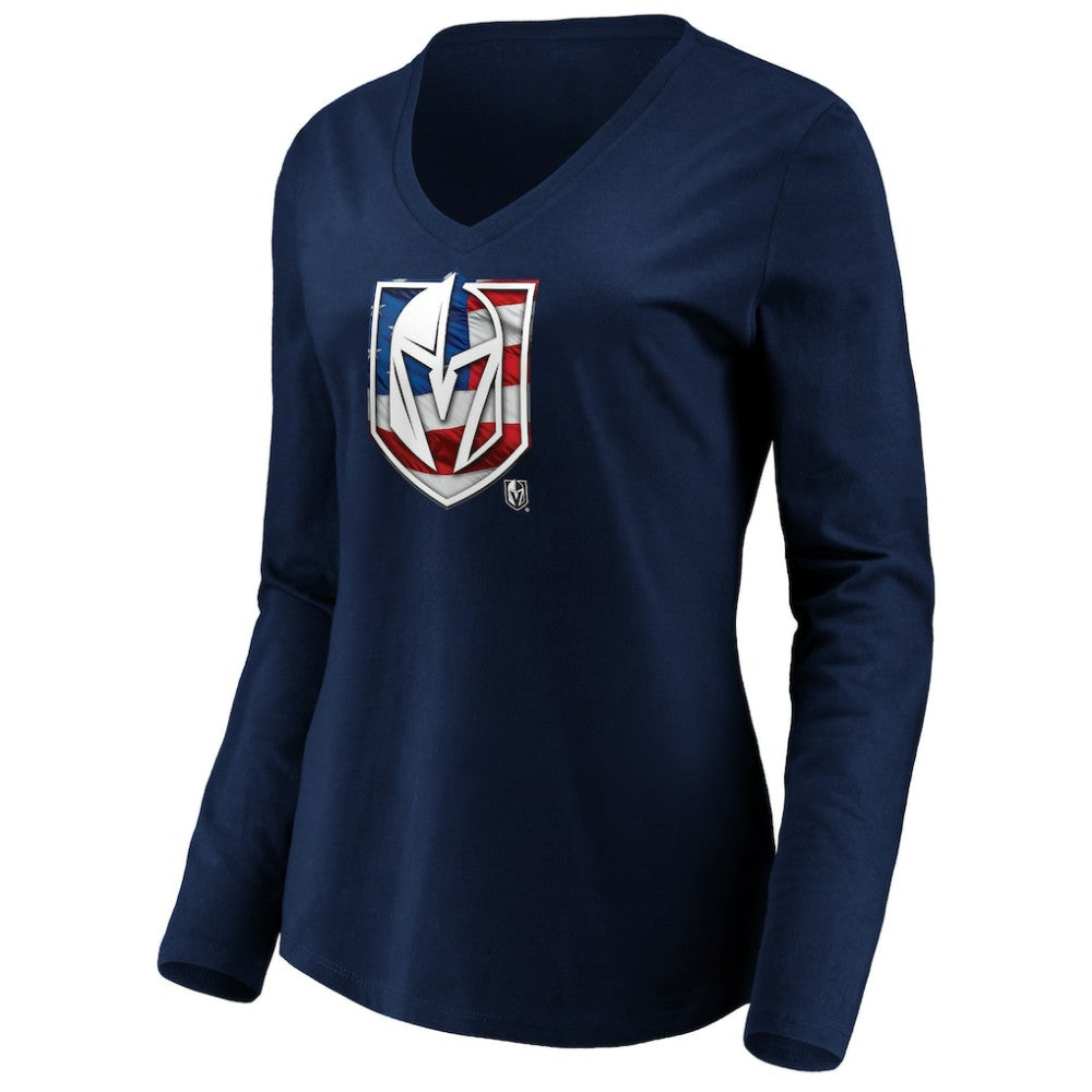 NHL Vegas Golden Knights women's Banner Wave Logo Long Sleeve V-Neck T-Shirt