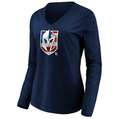 NHL Vegas Golden Knights women's Banner Wave Logo Long Sleeve V-Neck T-Shirt