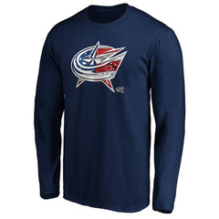NHL Columbus Blue Jackets Banner Wave Logo Long Sleeve T-Shirt