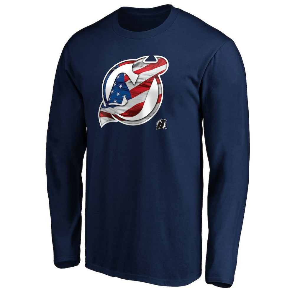 NHL New Jersey Devils Banner Wave Logo Long Sleeve T-Shirt