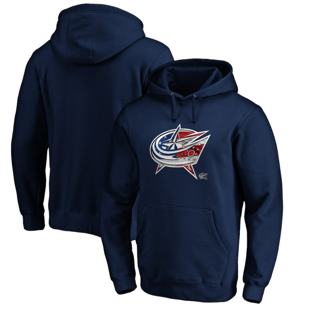 NHL Columbus Blue Jackets Banner Wave Logo Pullover Hoodie