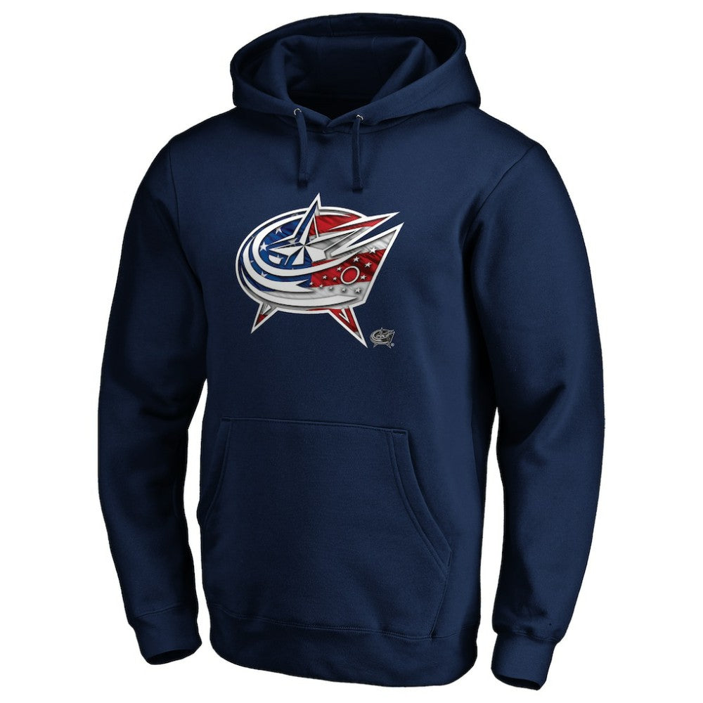 NHL Columbus Blue Jackets Banner Wave Logo Pullover Hoodie