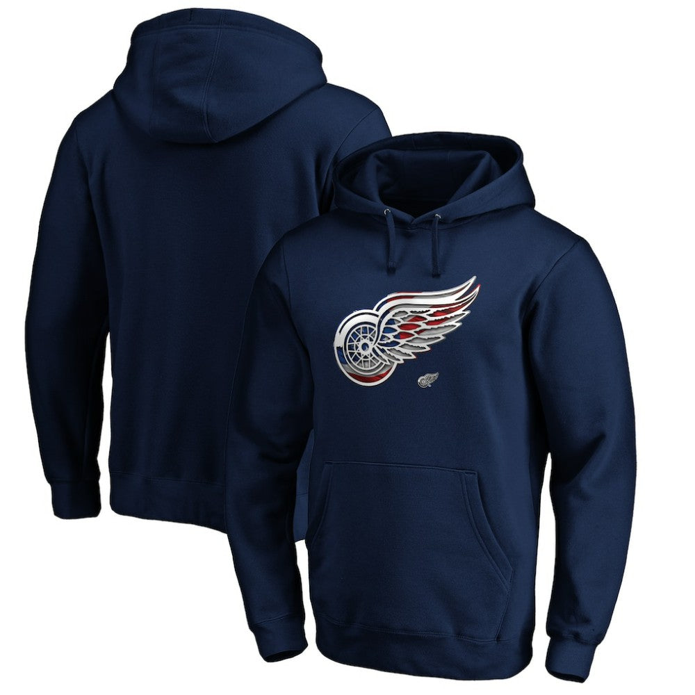 NHL Detroit Red Wings Banner Wave Logo Pullover Hoodie