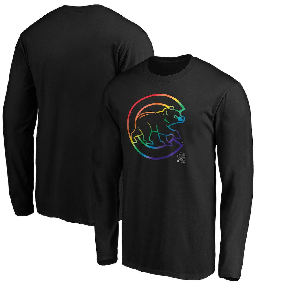 Black Chicago Cubs Team Pride Logo Long Sleeve T-Shirt