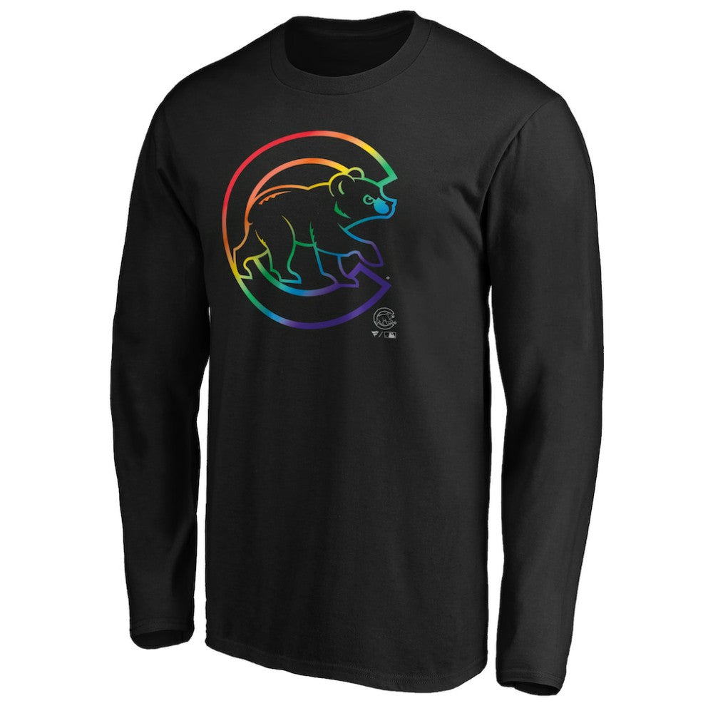 Black Chicago Cubs Team Pride Logo Long Sleeve T-Shirt