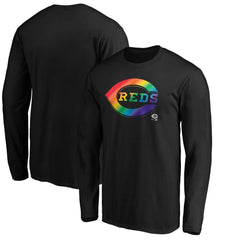 Black Cincinnati Reds Team Pride Logo Long Sleeve T-Shirt