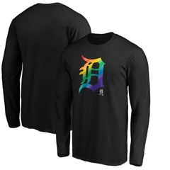 Black Detroit Tigers Team Pride Logo Long Sleeve T-Shirt
