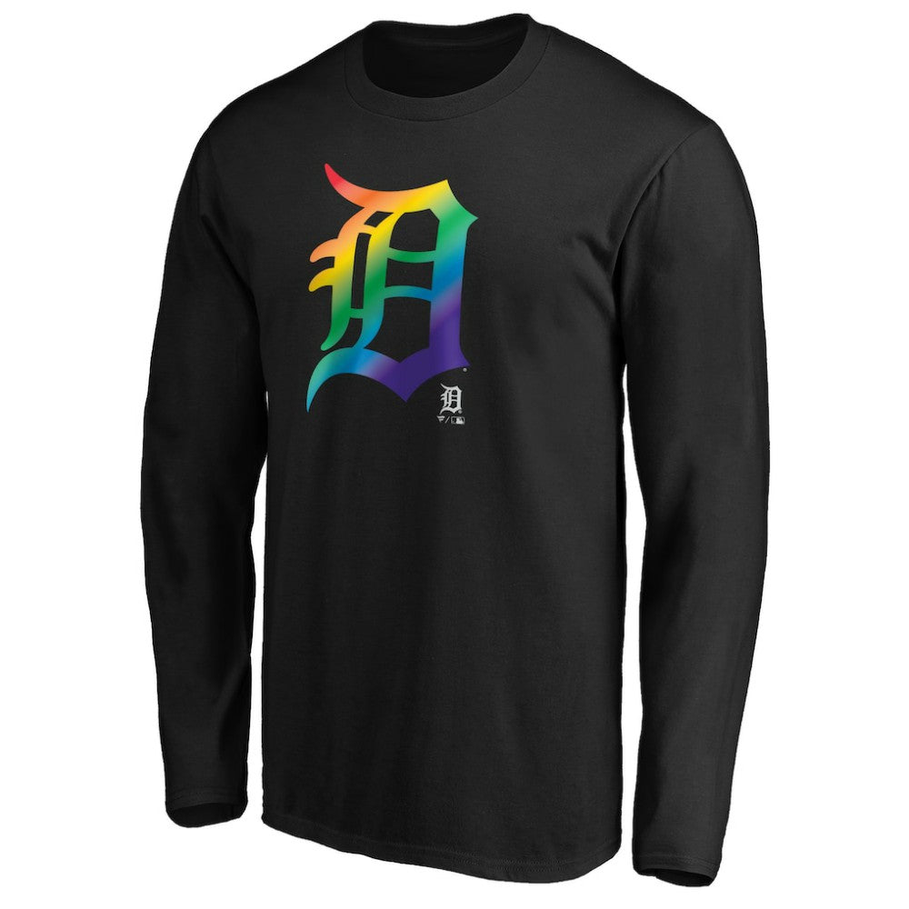 Black Detroit Tigers Team Pride Logo Long Sleeve T-Shirt