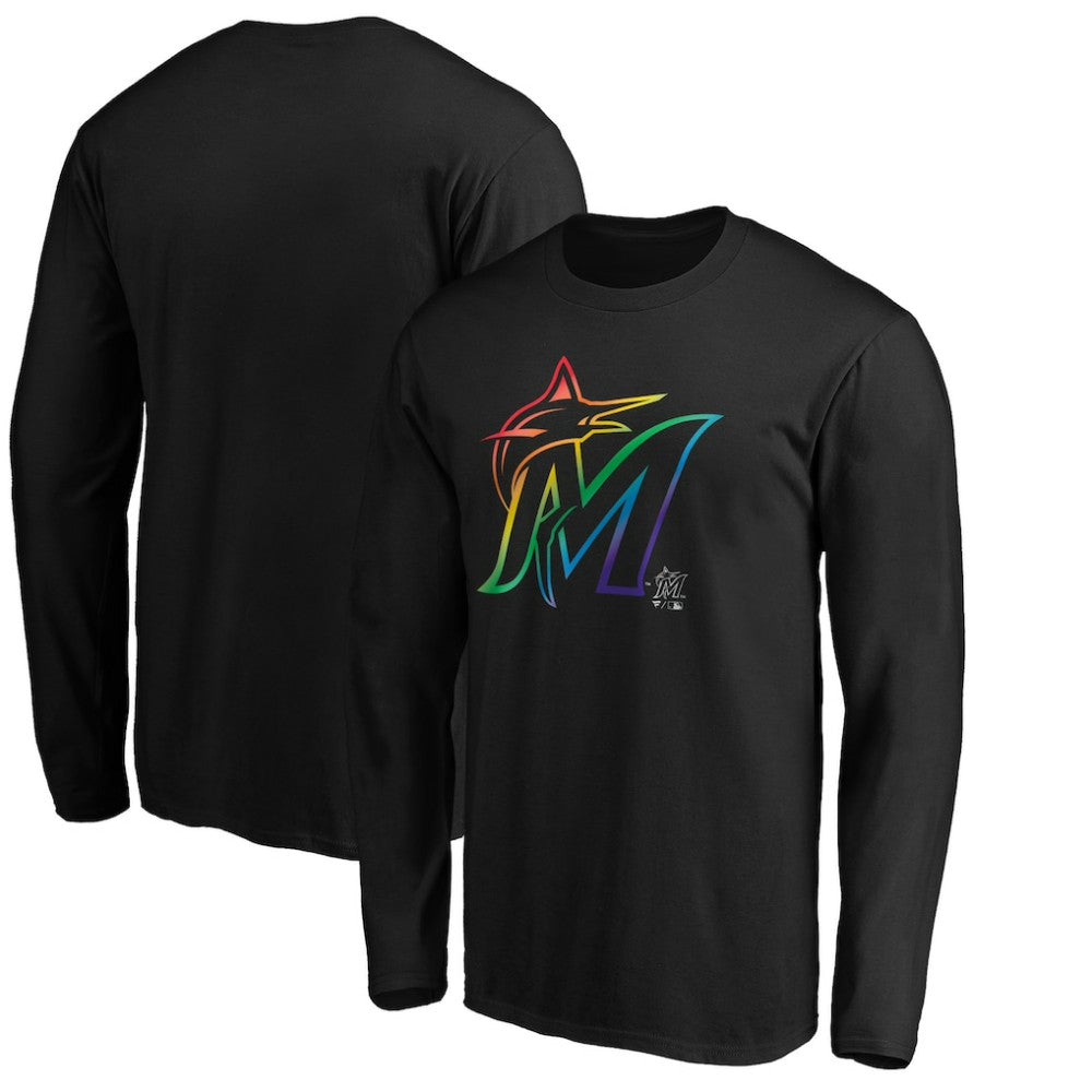 Black Miami Marlins Team Pride Logo Long Sleeve T-Shirt