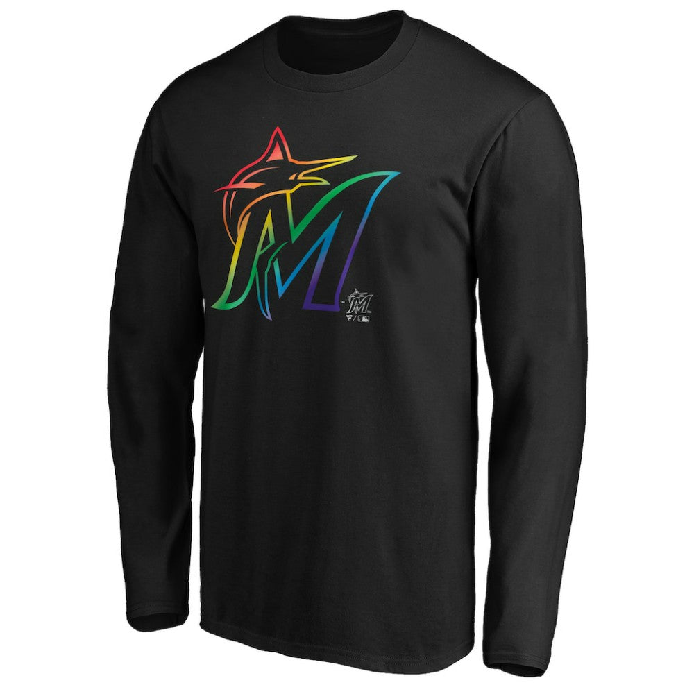 Black Miami Marlins Team Pride Logo Long Sleeve T-Shirt