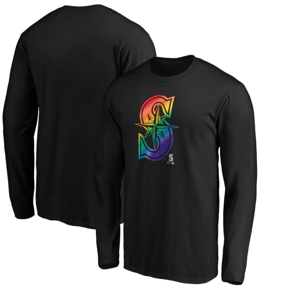 Black Seattle Mariners Team Pride Logo Long Sleeve T-Shirt