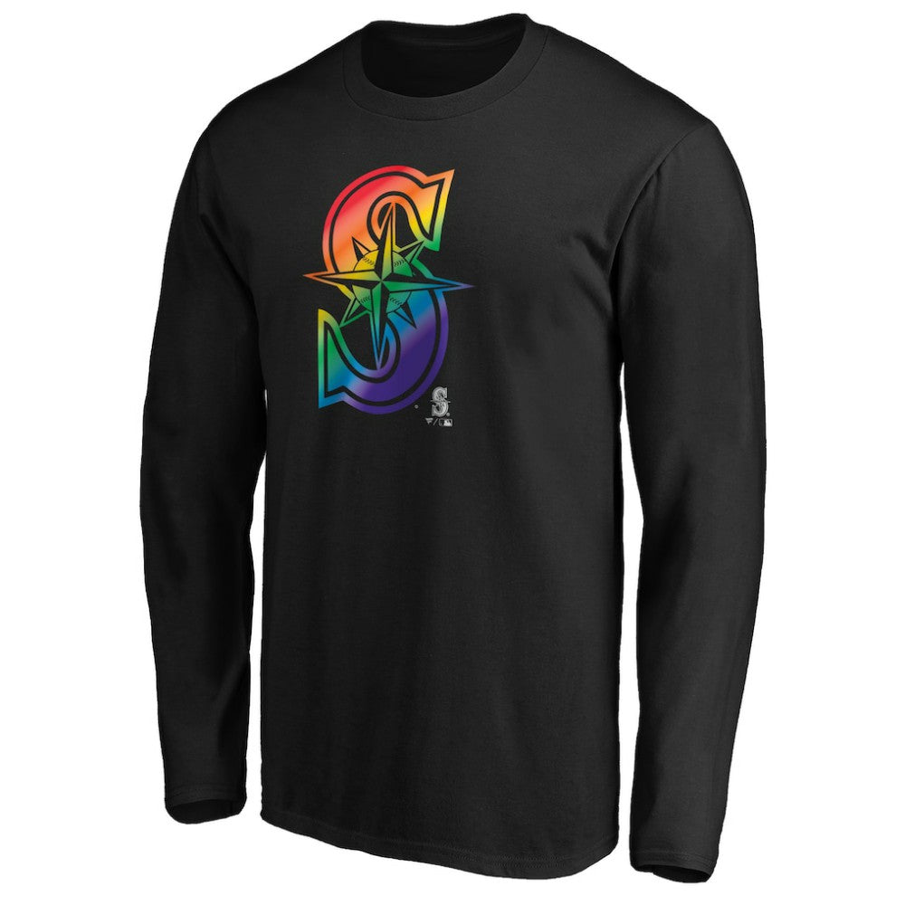 Black Seattle Mariners Team Pride Logo Long Sleeve T-Shirt