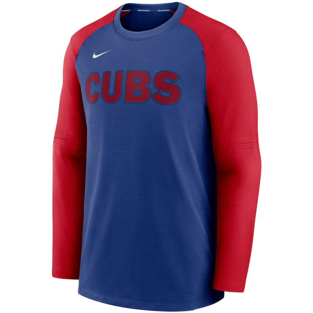 Royal/Red Chicago Cubs Nike Authentic Collection Pregame Performance Raglan Pullover Sweatshirt