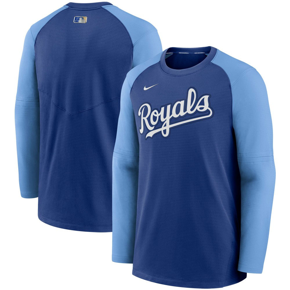 Royal/Light Blue Kansas City Royals Nike Authentic Collection Pregame Performance Raglan Pullover Sweatshirt