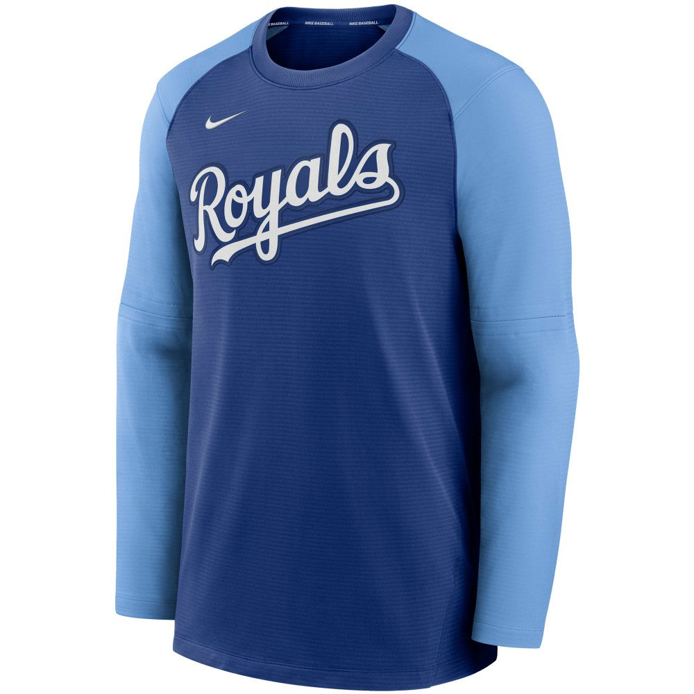 Royal/Light Blue Kansas City Royals Nike Authentic Collection Pregame Performance Raglan Pullover Sweatshirt