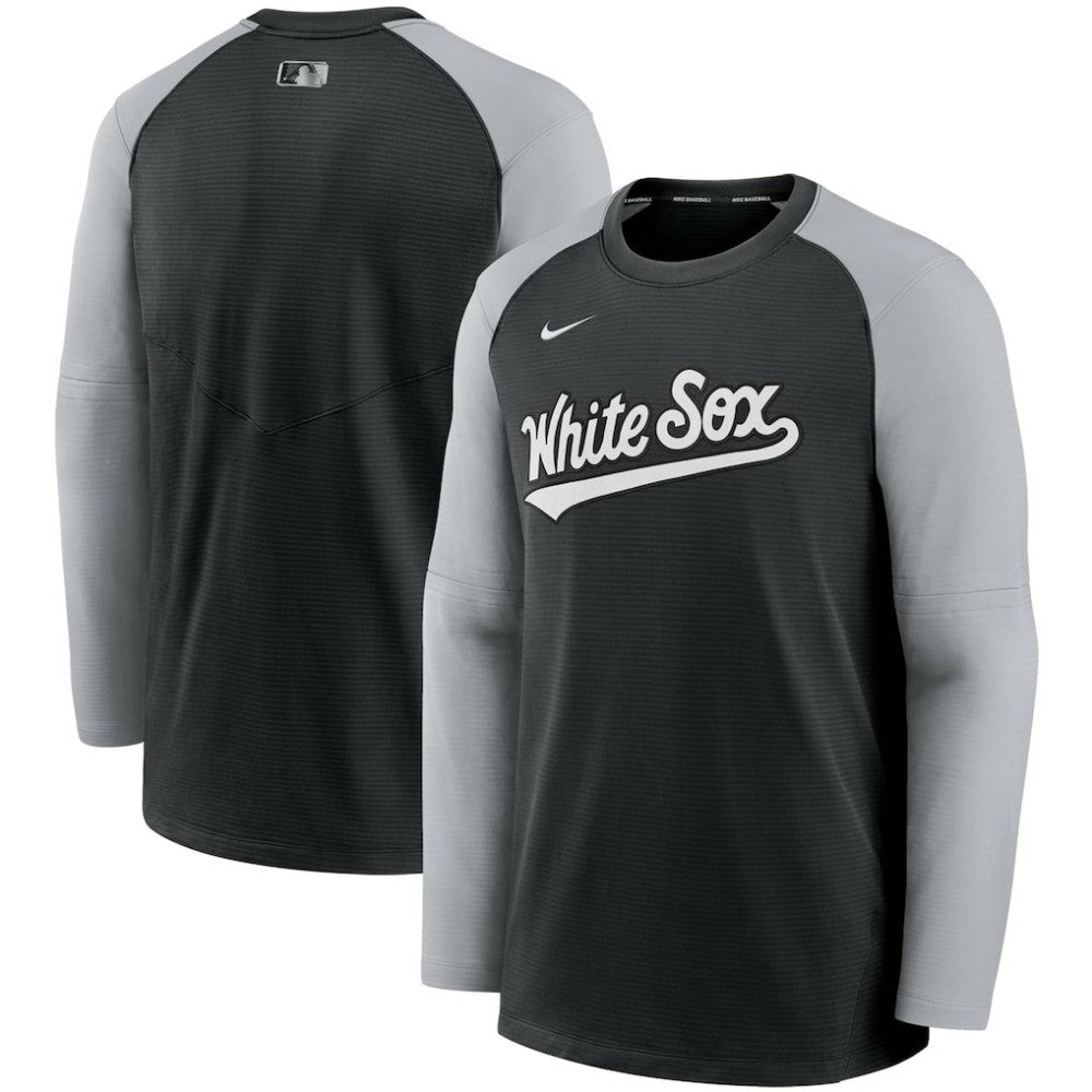Black/Gray Chicago White Sox Nike Authentic Collection Pregame Performance Raglan Pullover Sweatshirt