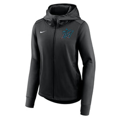 Black Miami Marlins Nike Women's Authentic Collection Baseball Performance Full-Zip Hoodie