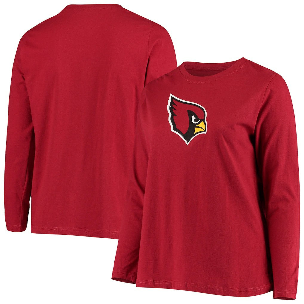 Women's Plus Size Primary Logo Long Sleeve Scoop Neck T-Shirt - Arizona Cardinals T-shirts