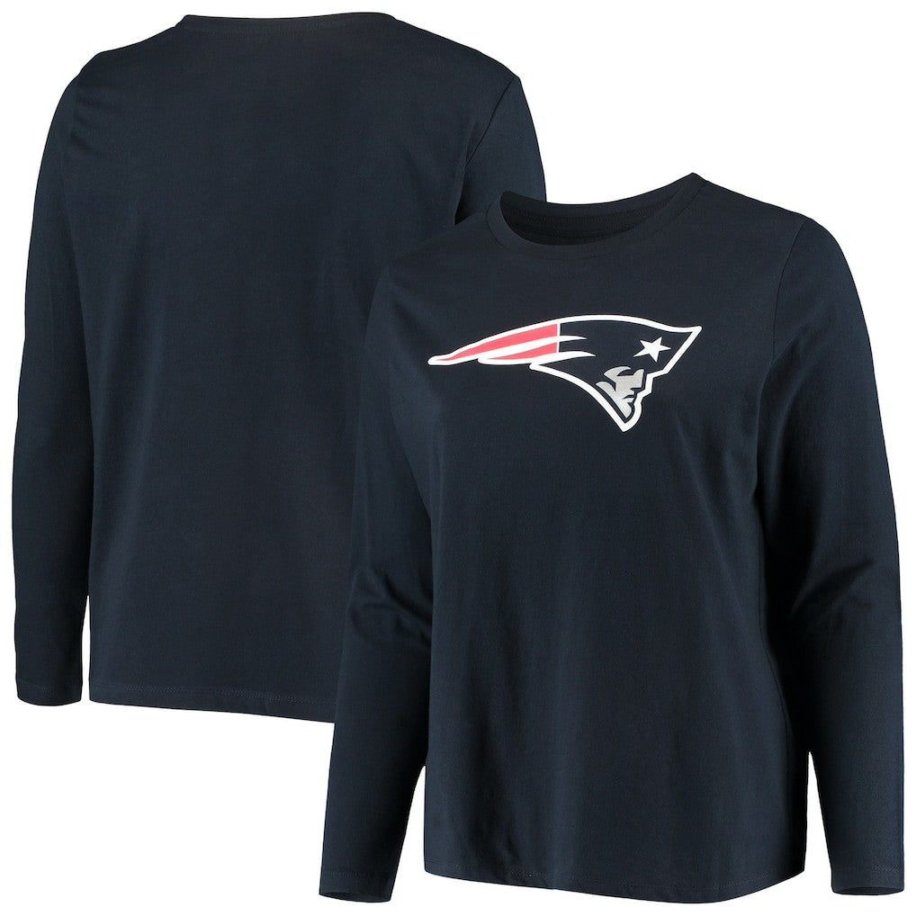 Women's Plus Size Primary Logo Long Sleeve Scoop Neck T-Shirt - New England Patriots T-shirts