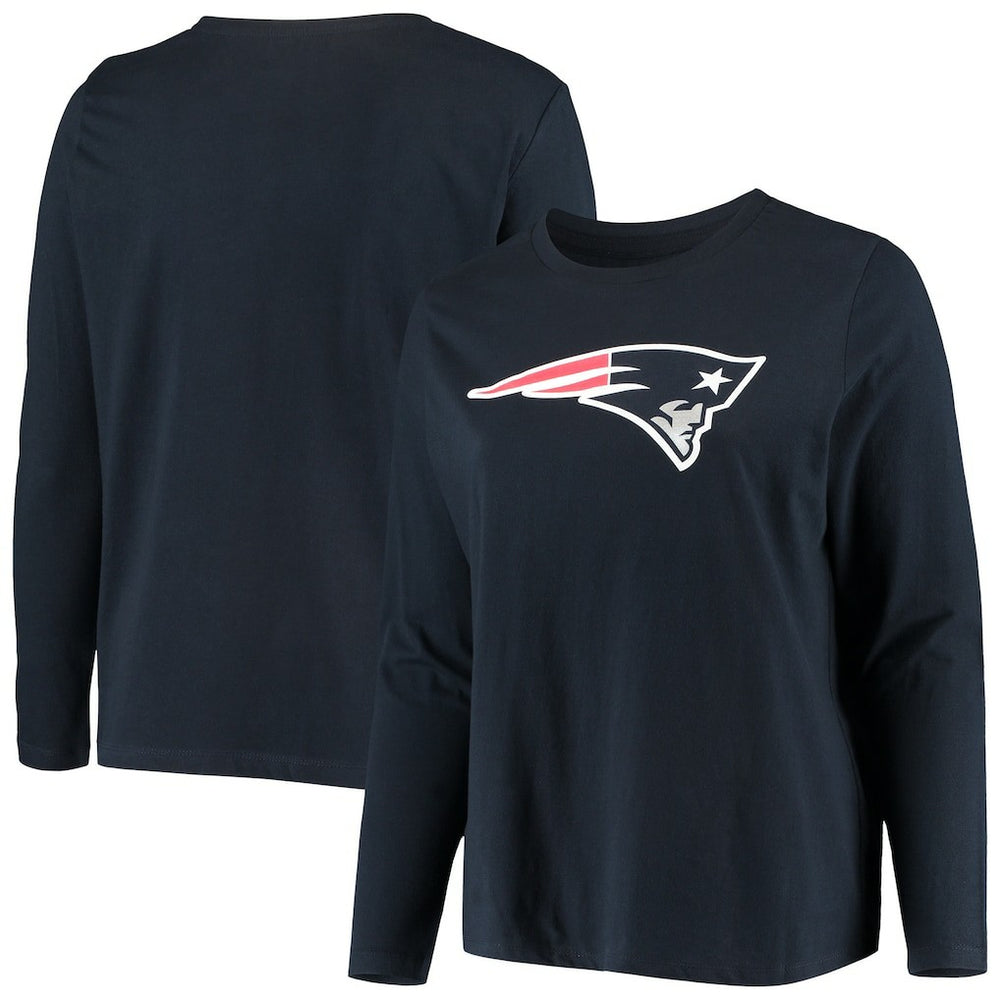 Women's Plus Size Primary Logo Long Sleeve Scoop Neck T-Shirt - New England Patriots T-shirts