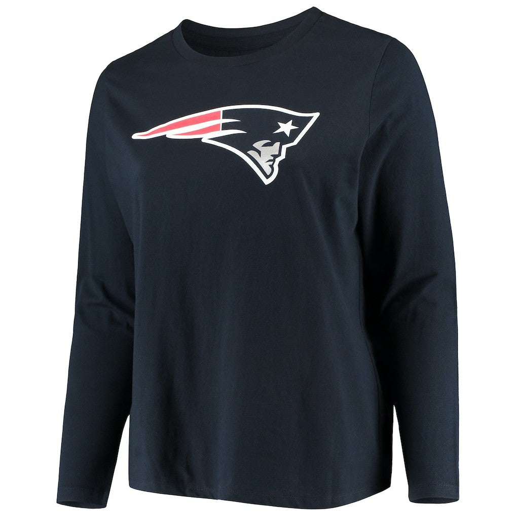 Women's Plus Size Primary Logo Long Sleeve Scoop Neck T-Shirt - New England Patriots T-shirts