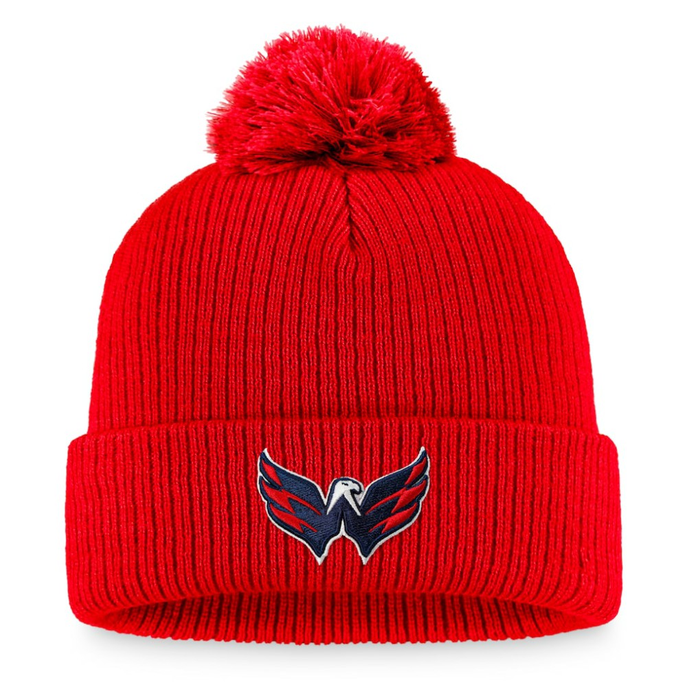 NHL Washington Capitals Fanatics Primary Logo Cuffed Knit Hat with Pom