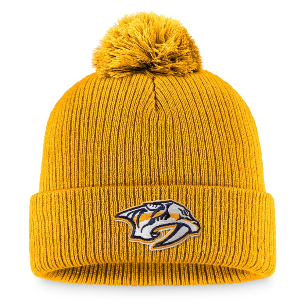 NHL Nashville Predators Fanatics Primary Logo Cuffed Knit Hat with Pom