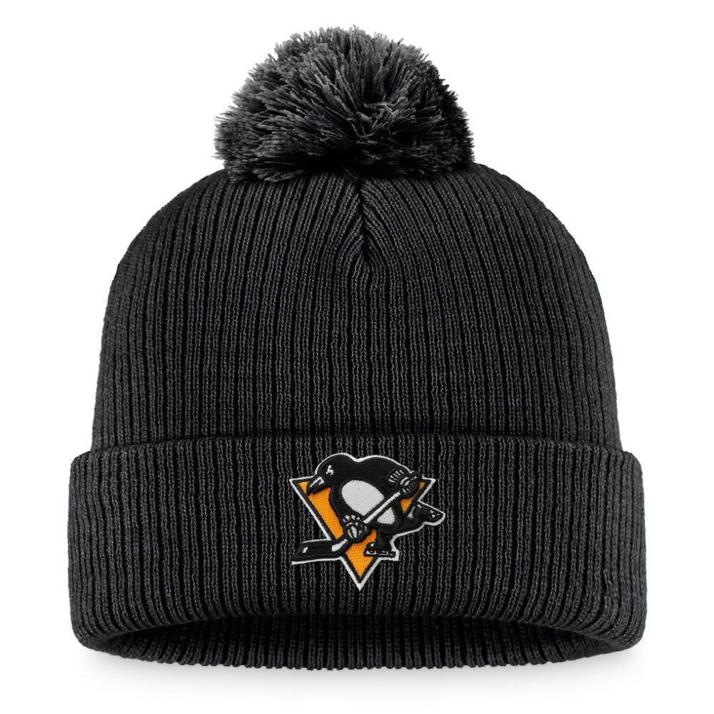 NHL Pittsburgh Penguins Fanatics Primary Logo Cuffed Knit Hat with Pom