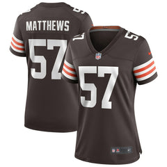 Clay Matthews  Women's Game Retired Player Jersey - Cleveland Browns Jerseys